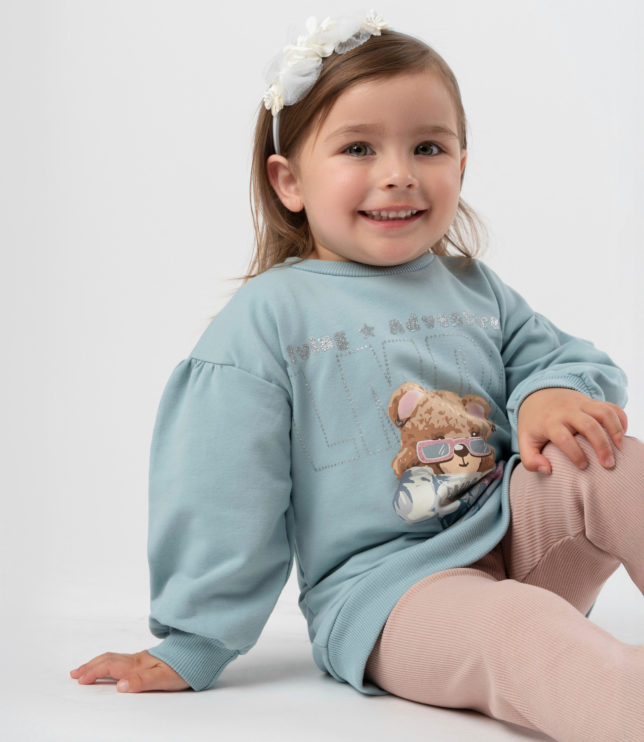 Conjunto bebé con oso turquesa Limonada-1