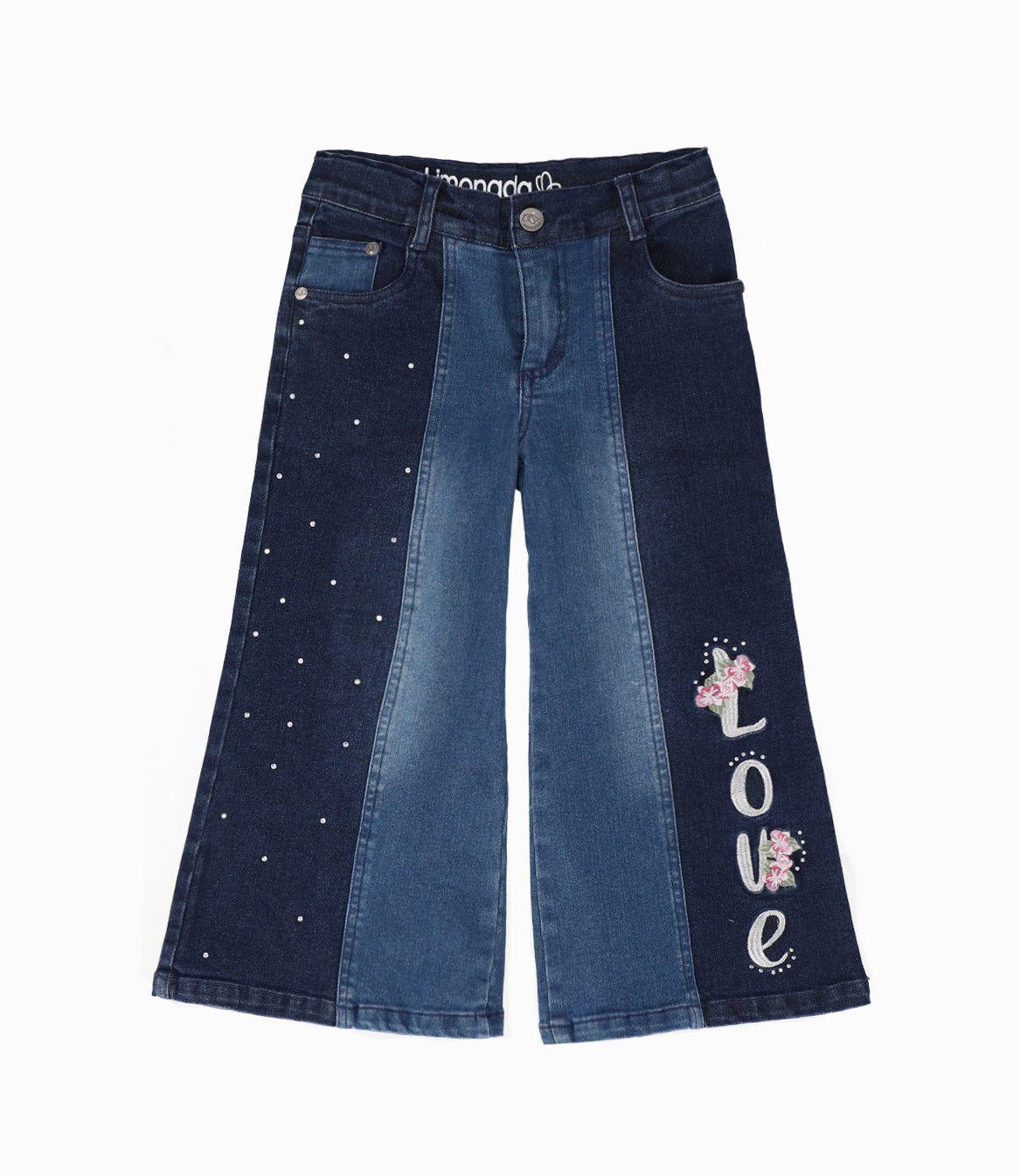 Jeans niñas acampanado Azul Marino Limonada-0