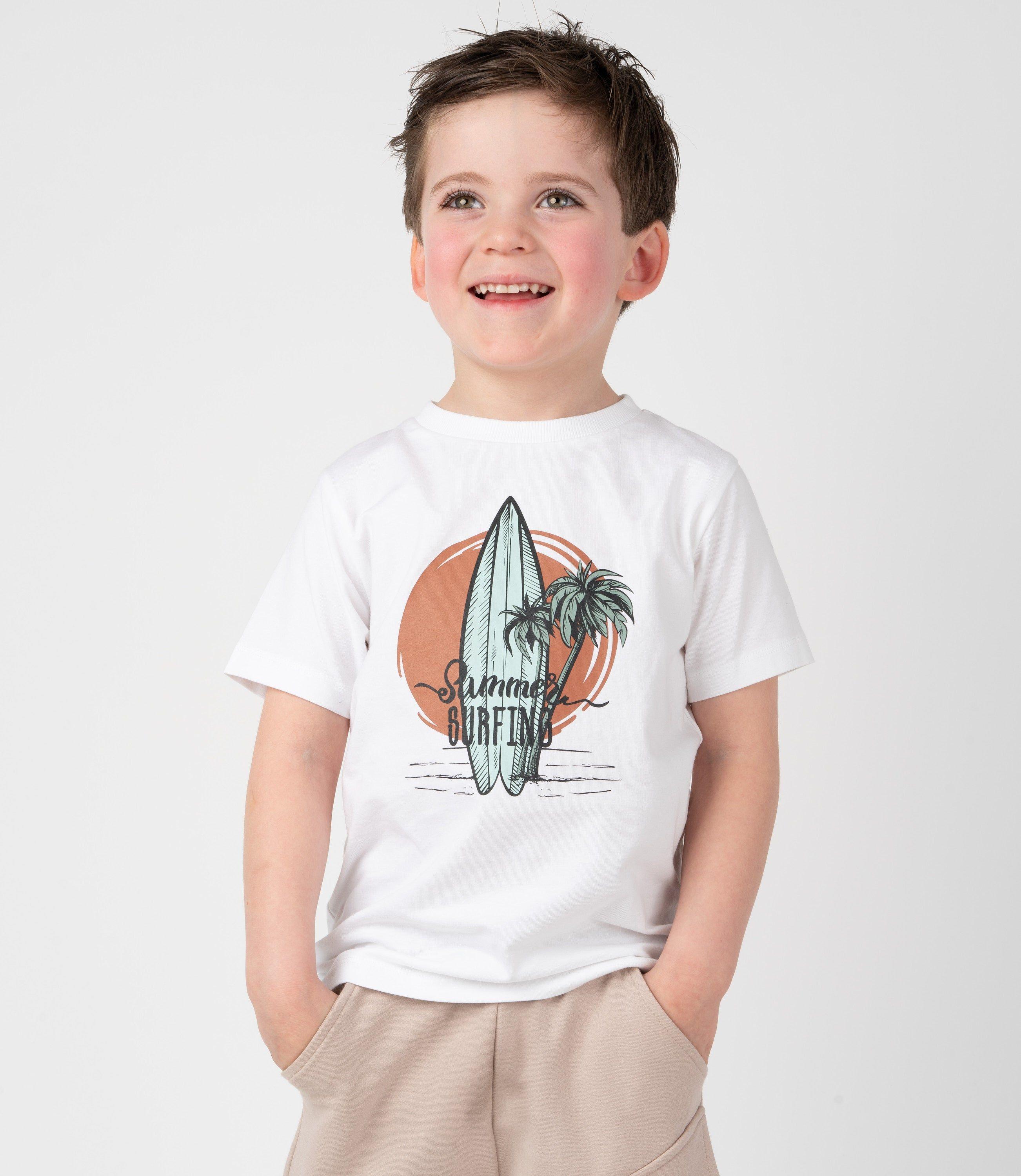 Polera manga corta niño california blanco 4 Kids-0
