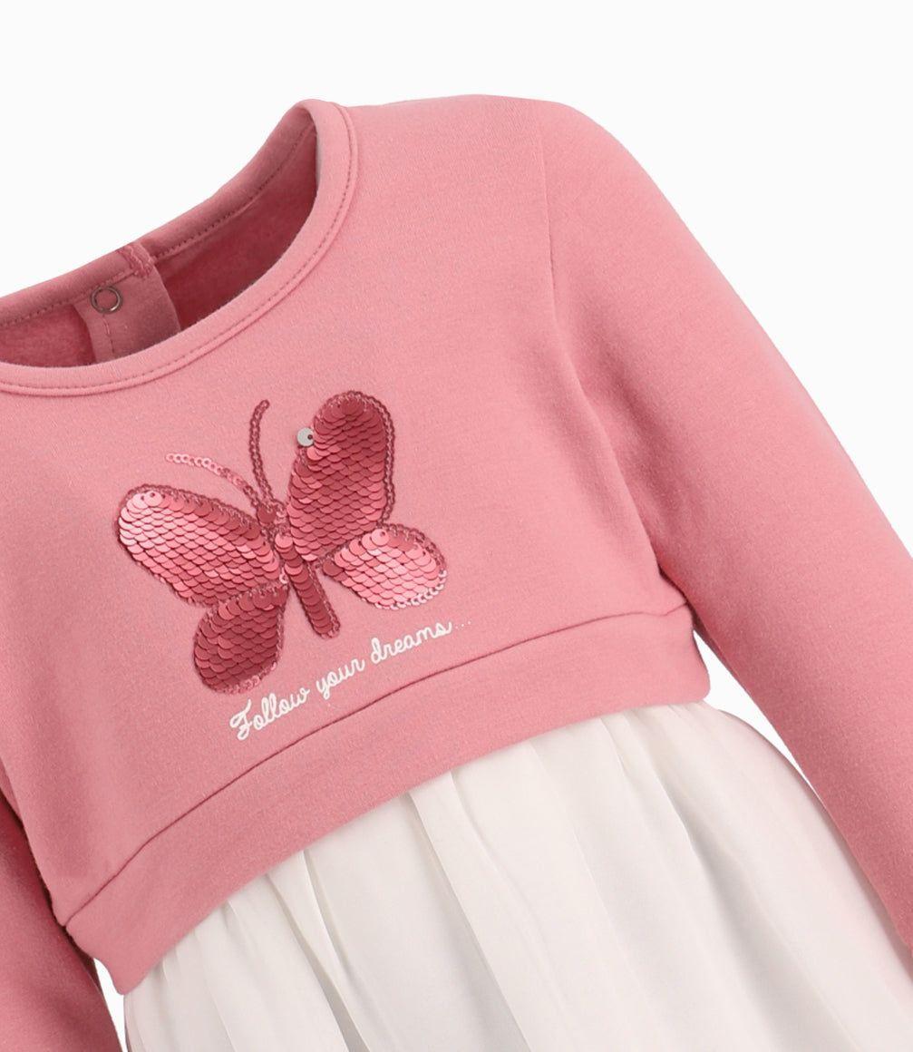 Conjunto Bebé Niña Mariposa De Lentejuelas Limonada Rosado-1
