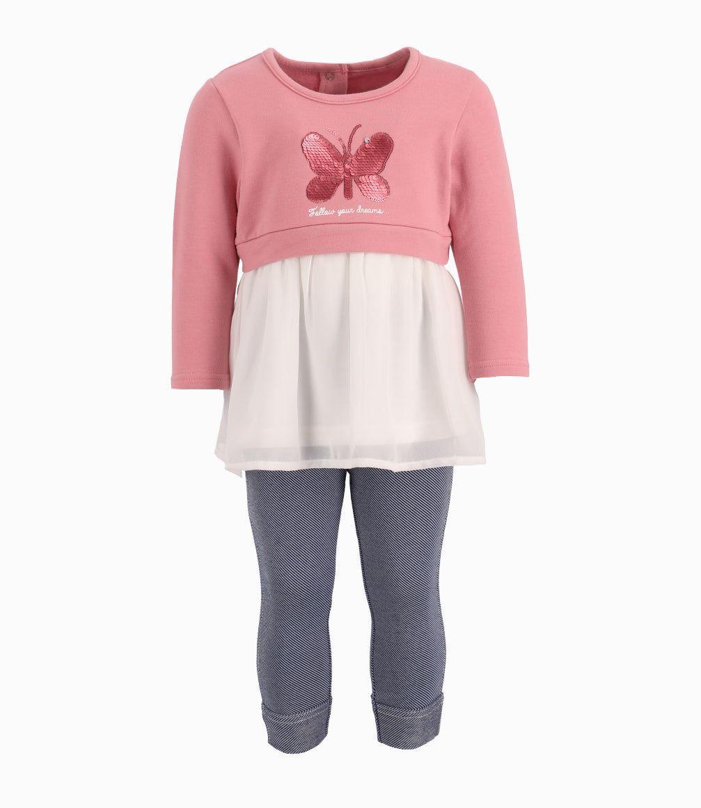 Conjunto Bebé Niña Mariposa De Lentejuelas Limonada Rosado-0