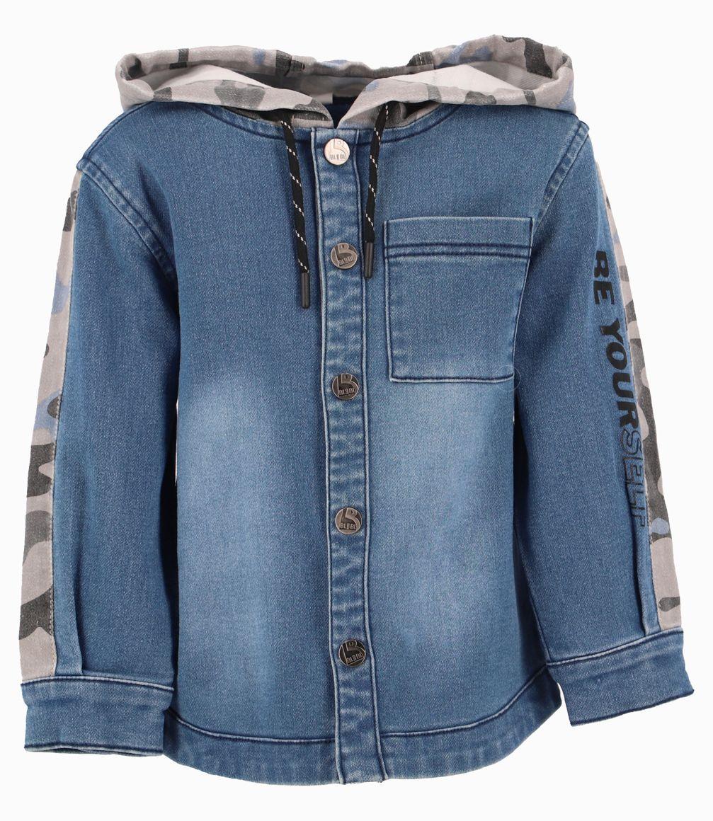 Camisa Con Capucha Bebé Niño Denim Azul Black and Blue-0