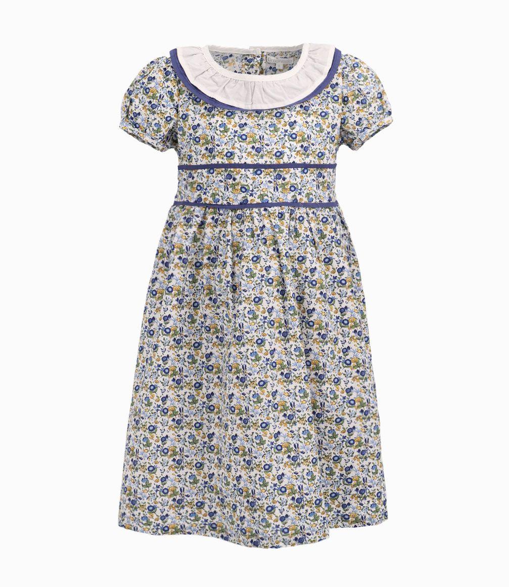 Vestido Con Cuello Pierrot Niña 100% Algodón Crudo Limonada-1