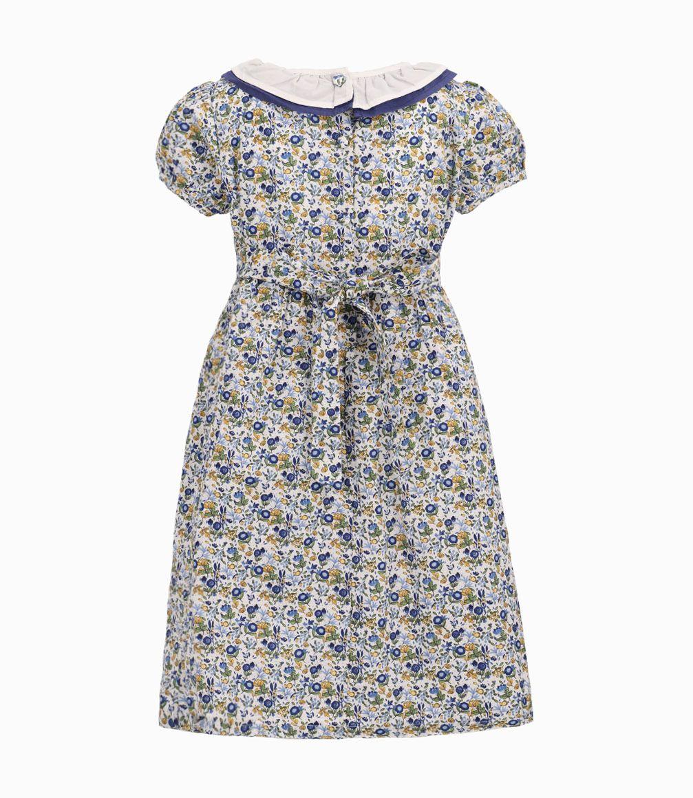 Vestido Con Cuello Pierrot Niña 100% Algodón Crudo Limonada-2