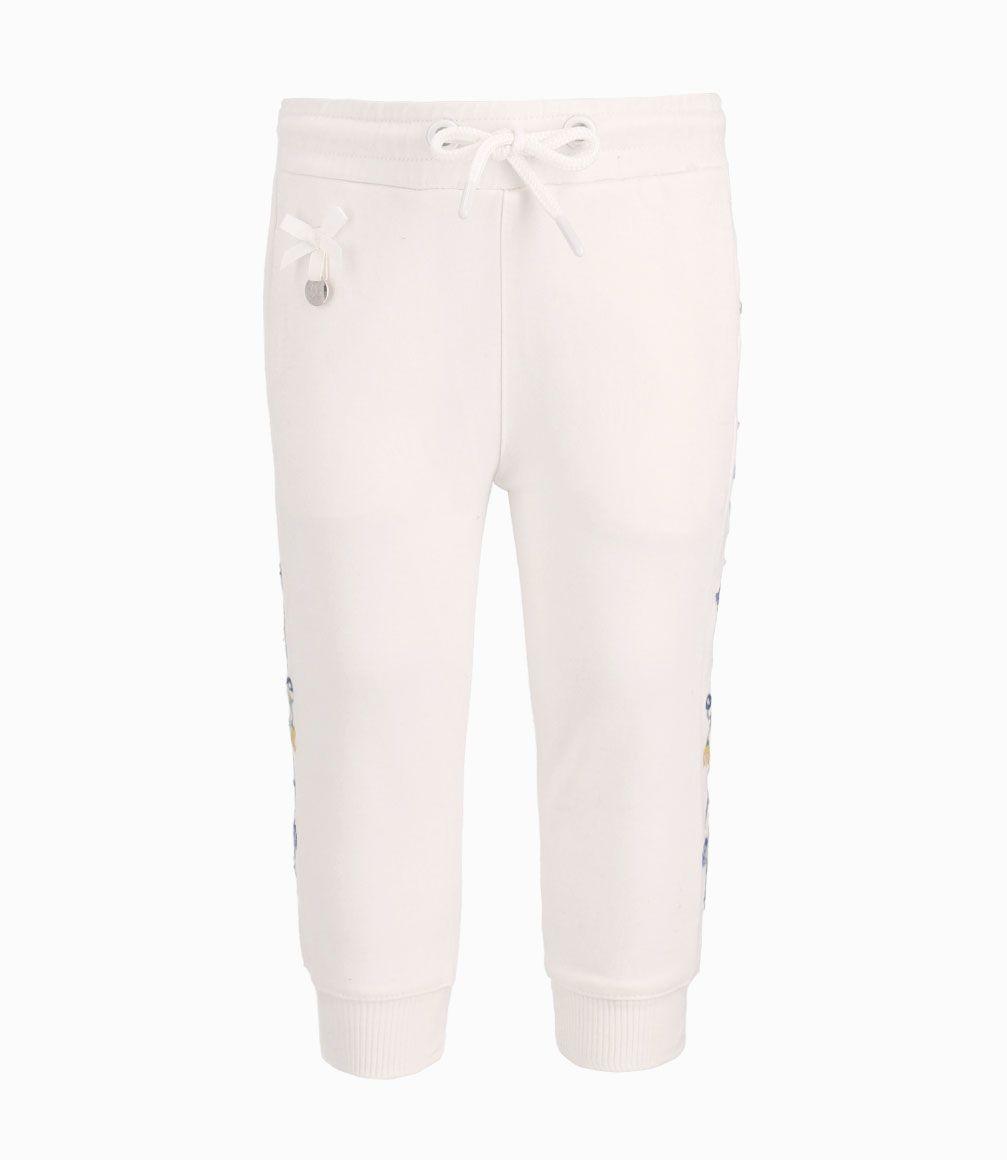 Pantalón Buzo Detalles Floreados Bebé Niña Crudo Limonada-0