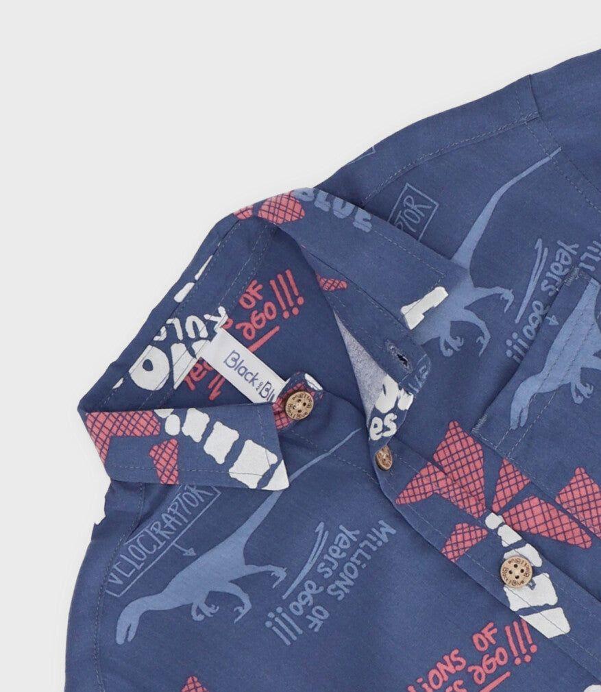 Camisa manga corta niño dinos azul Black and Blue-3