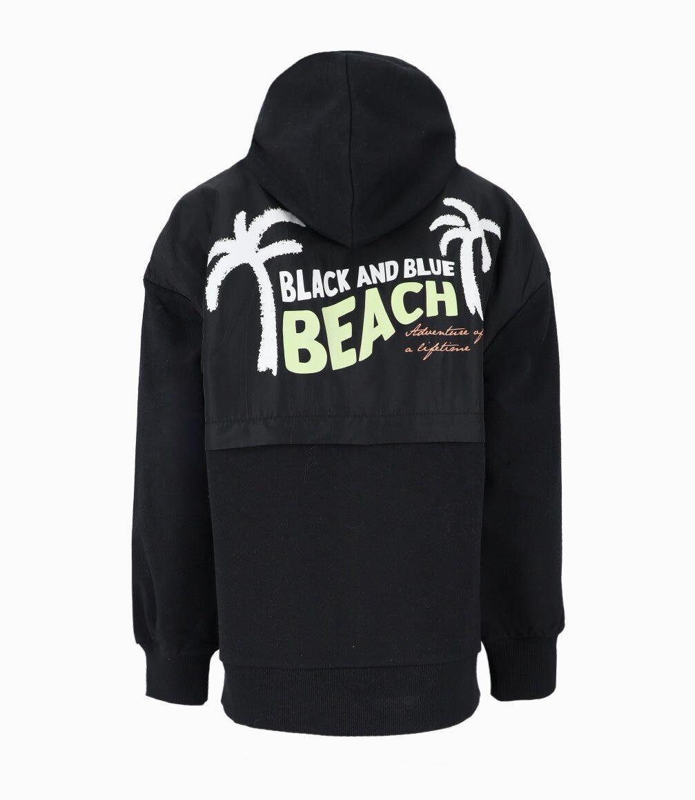 Polerón niño beach Negro Black and Blue-2