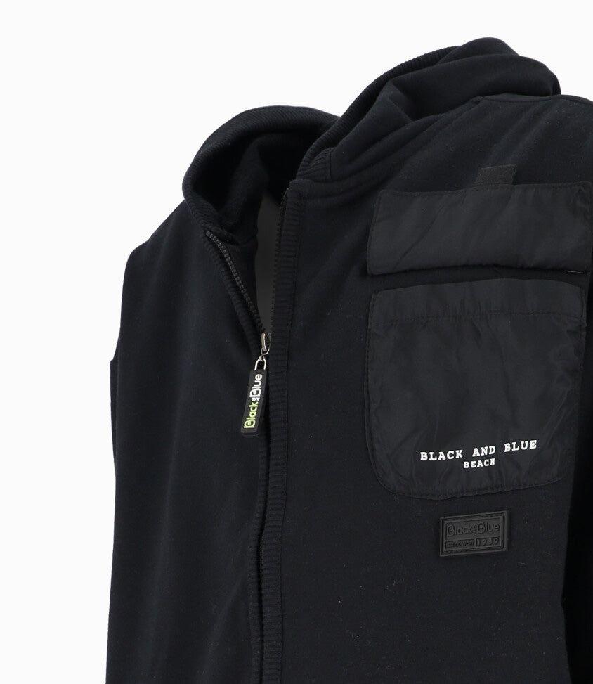 Polerón niño beach Negro Black and Blue-3