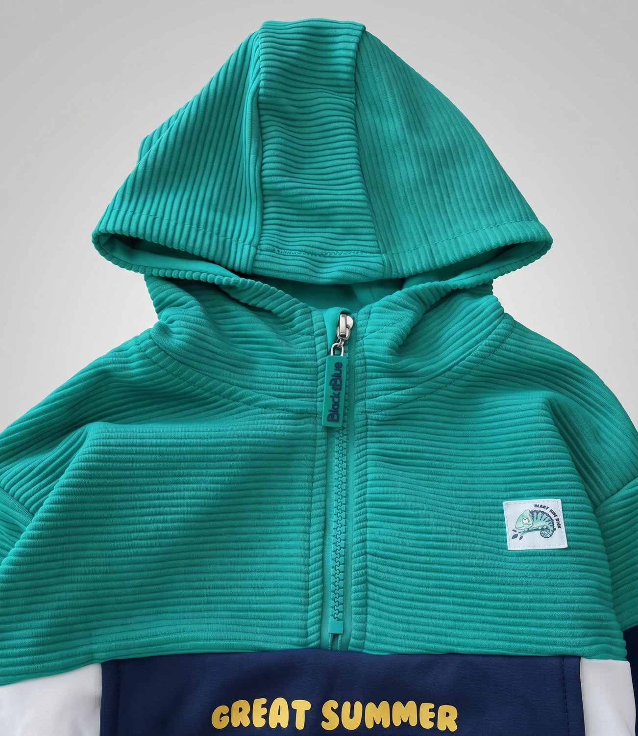 Polerón niño con gorro B11091270124 verde Black and blue-4