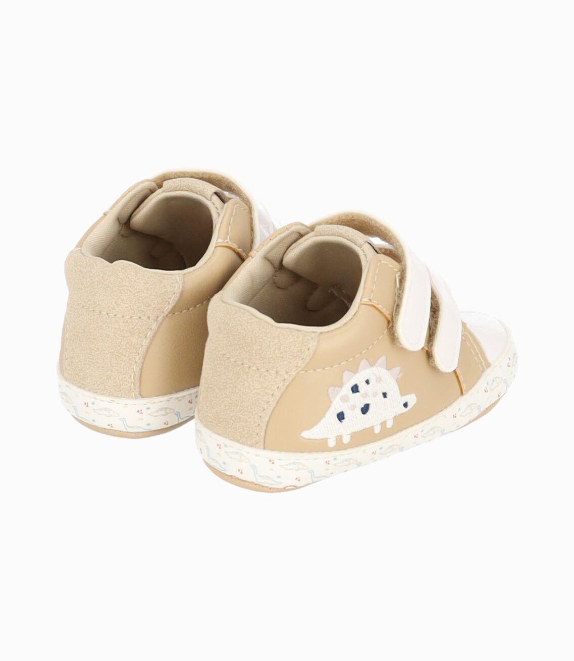 Zapatilla recién nacido con dinosaurio beige Black and Blue-2