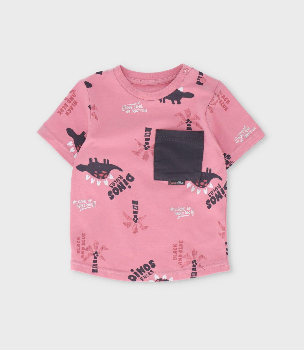 Polera manga corta bebé dinos rosado Black and Blue-0