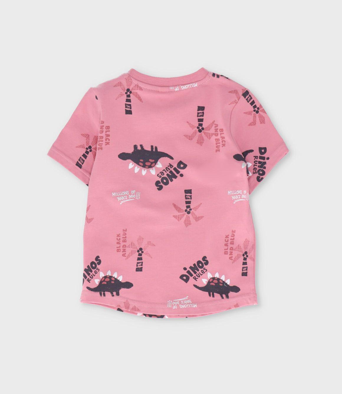 Polera manga corta bebé dinos rosado Black and Blue-1