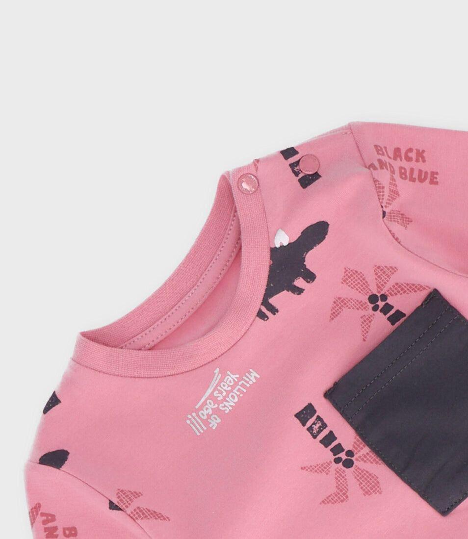 Polera manga corta bebé dinos rosado Black and Blue-2
