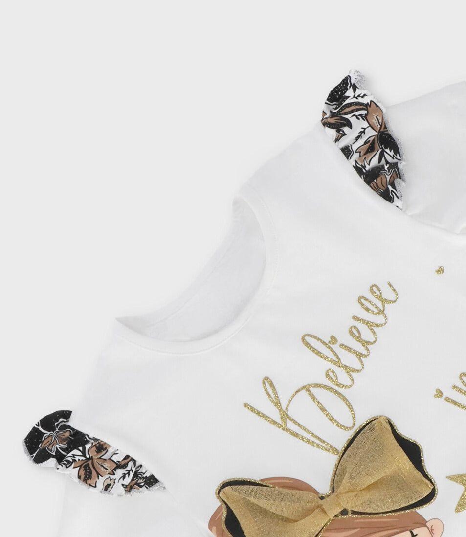 Polera manga corta niña vuelos y estampado crudo Limonada-3