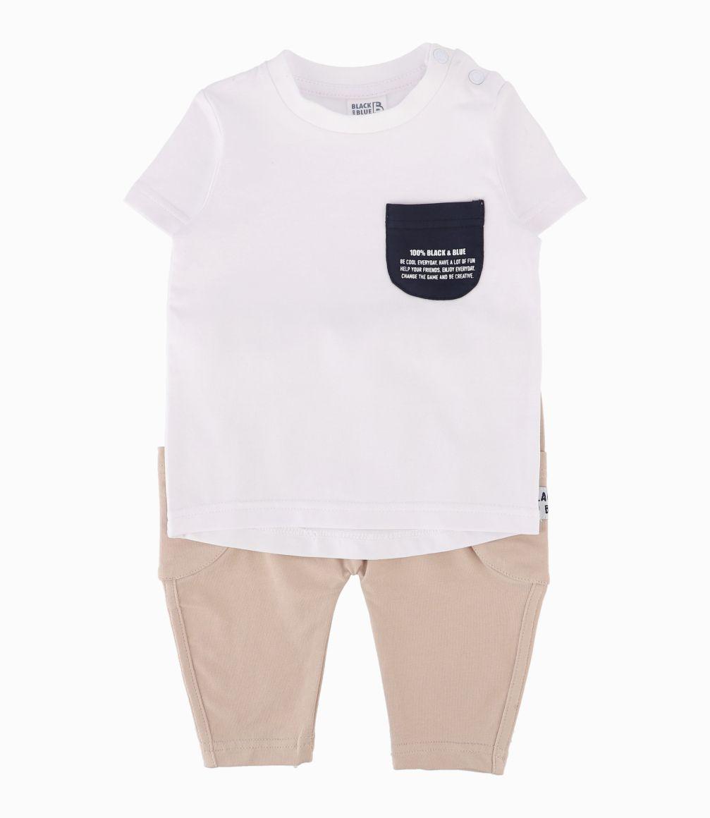 Conjunto Recién Nacido Cargo Black and Blue Blanco-0