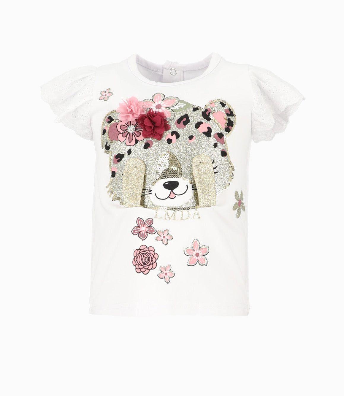 Polera manga corta bebé con vuelos blanco Limonada-0
