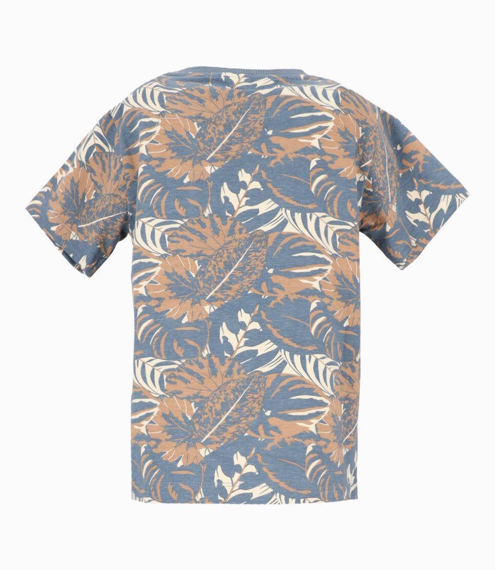 Polera manga corta niño con hojas azul 4 Kids-1