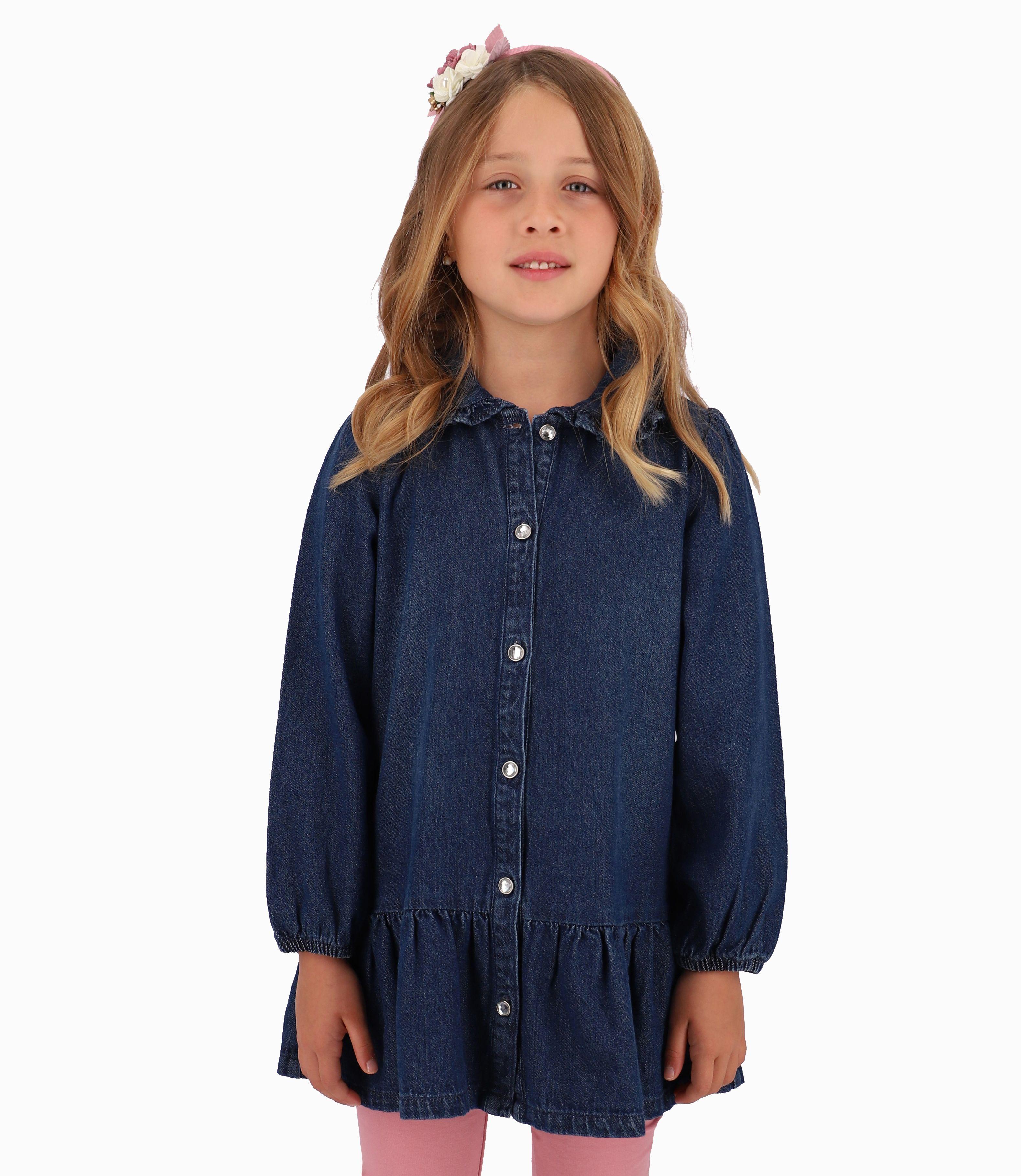 Blusa Niña Con Vuelos Limonada Denim Azul-0