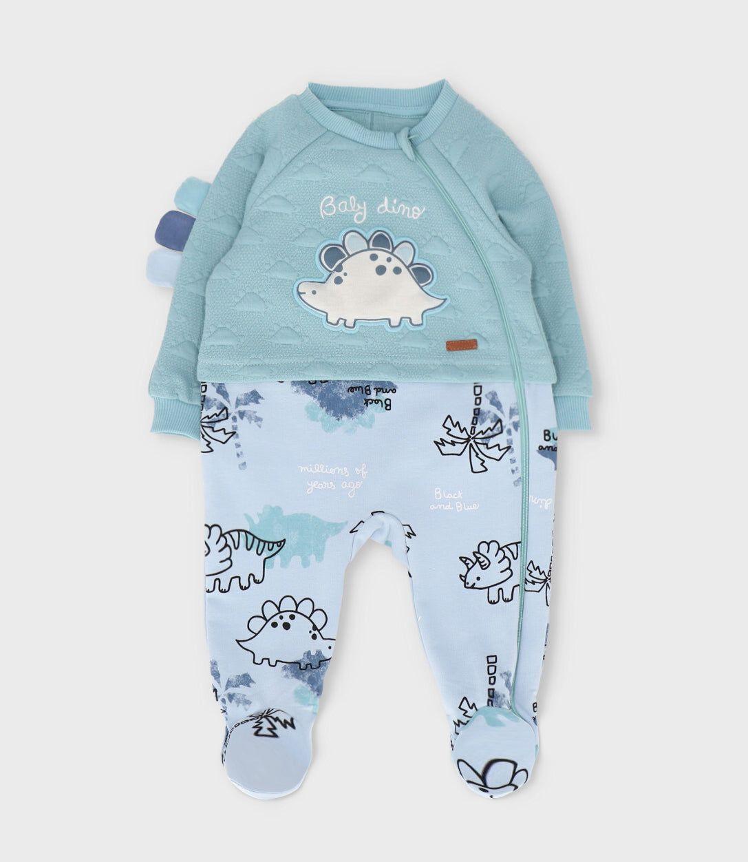 Enterito recién nacido baby dino menta Black and Blue-0
