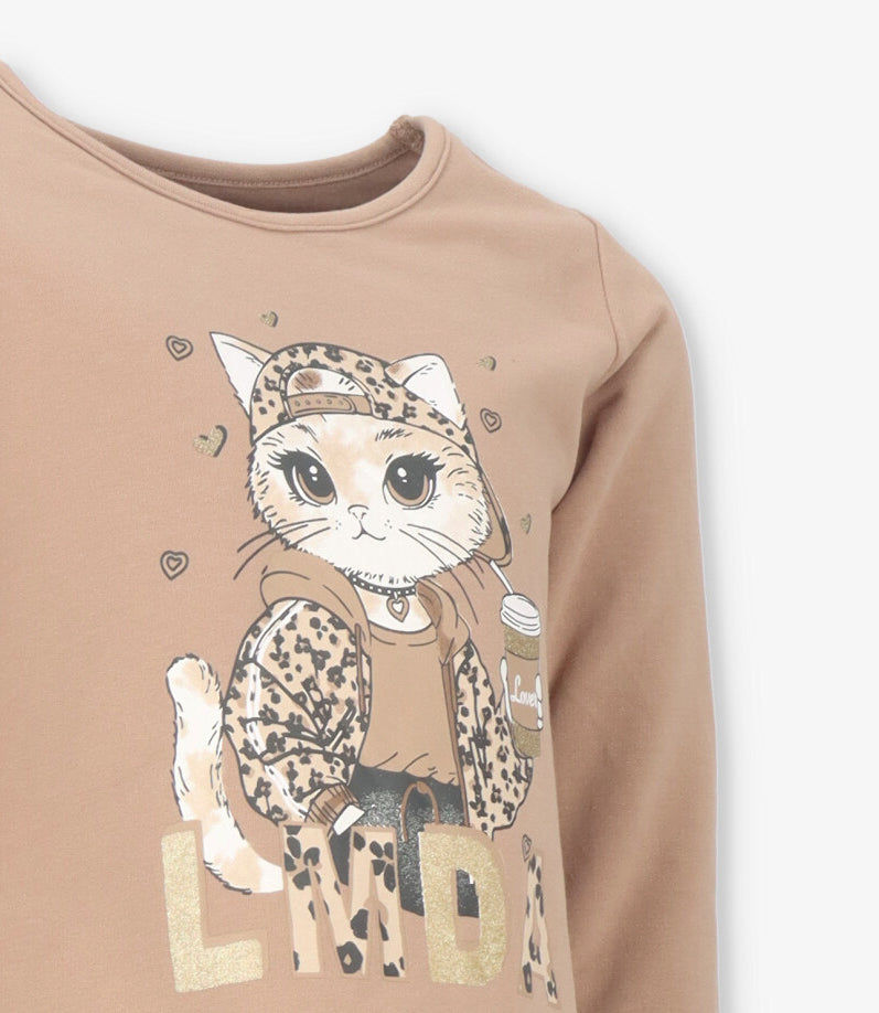 Conjunto niña con gato chocolate Limonada-3
