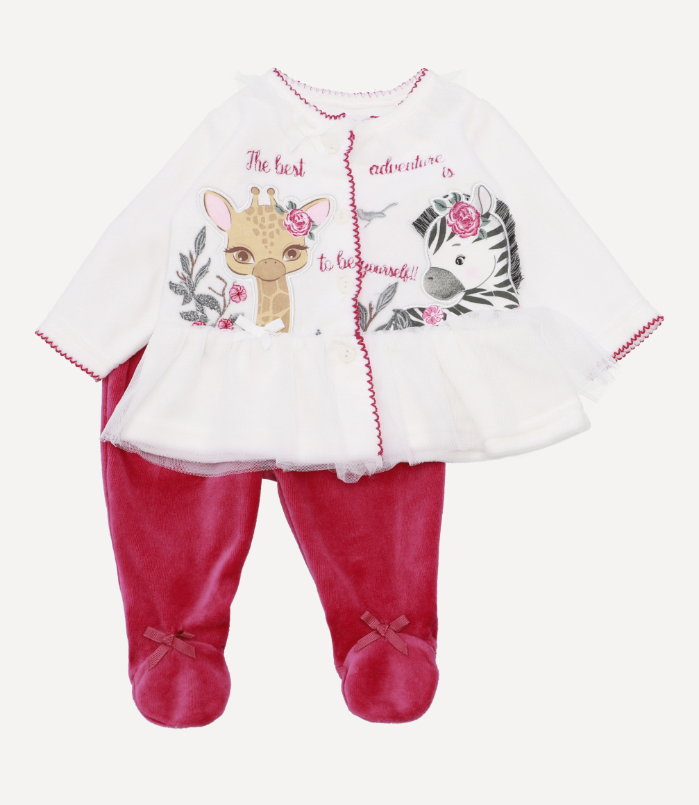 Conjunto Soft Velvet Recién Nacida Carmín Limonada-0