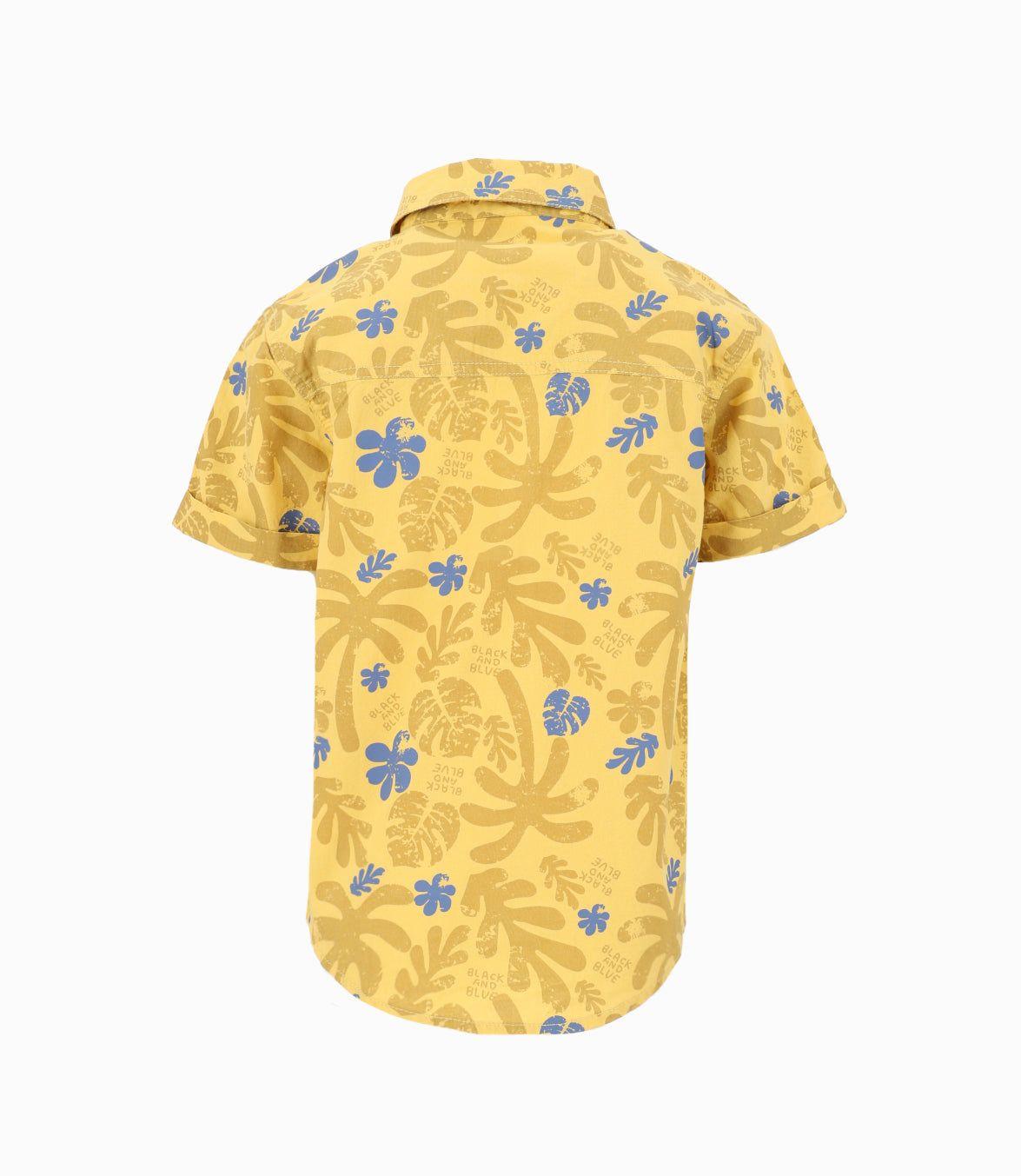 Camisa Niño Con Palmeras Y Hojas Mostaza-2