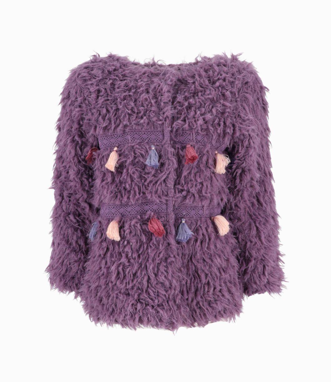 Chaqueta niña con pompones morado Limonada-0