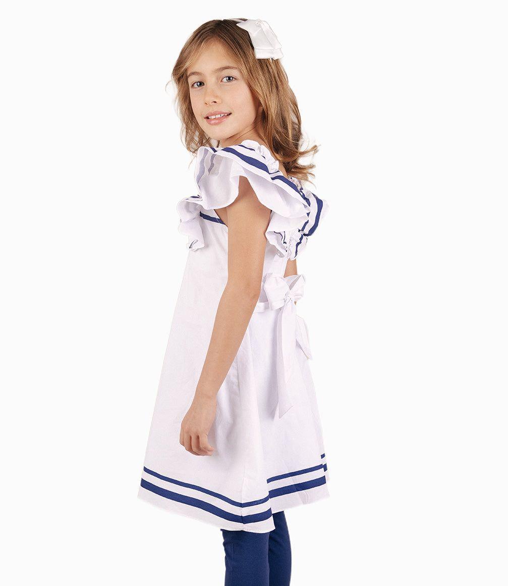 Conjunto Niña De Vestido Y Calzas Blanco-3