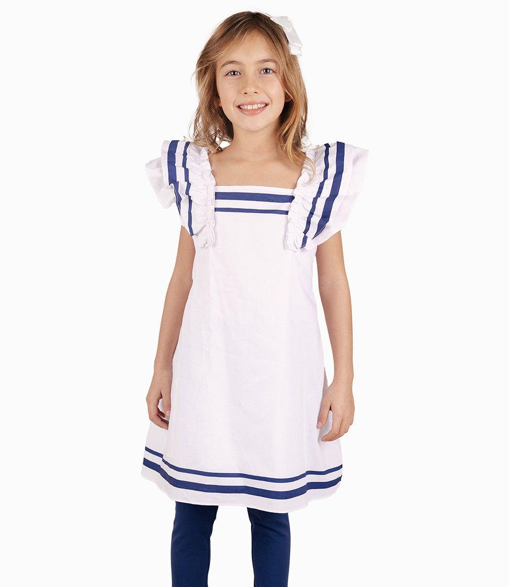 Conjunto Niña De Vestido Y Calzas Blanco-4