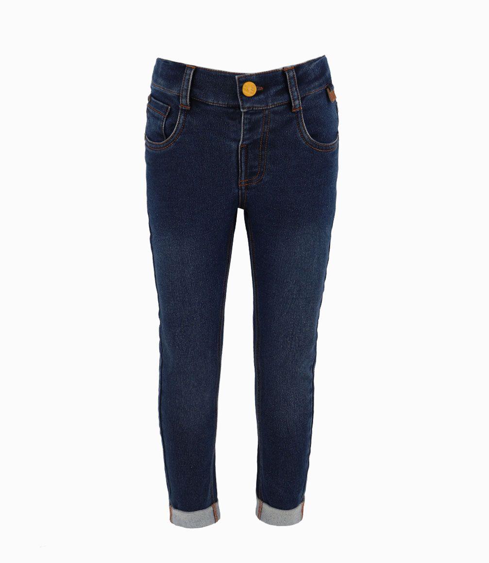 Jeans Con Bajo Doblado Niño Denim Azul Black and Blue-0