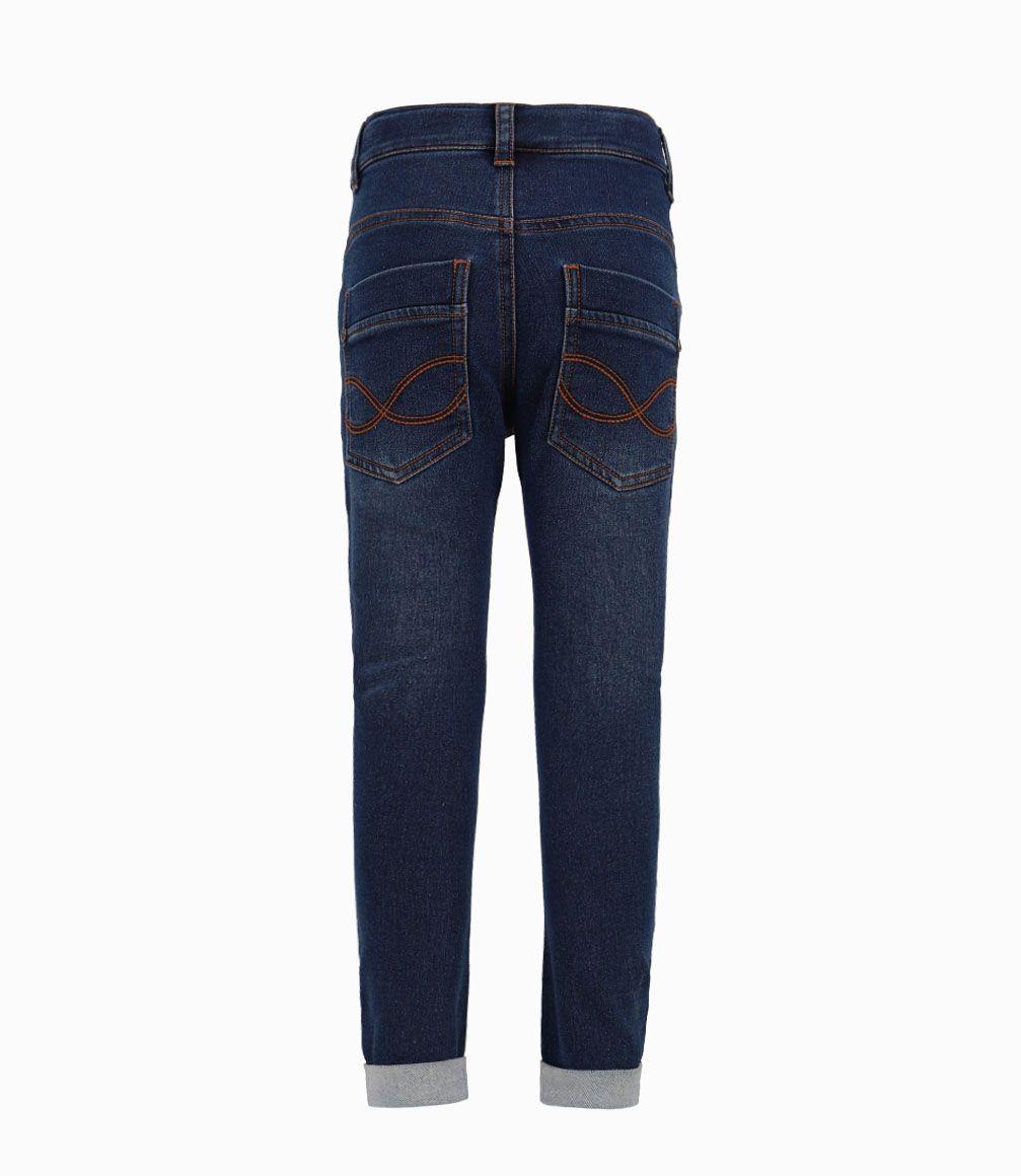 Jeans Con Bajo Doblado Niño Denim Azul Black and Blue-1