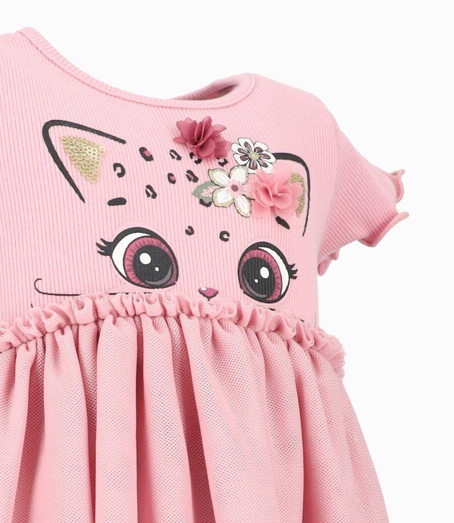 Vestido bebé con tul palo rosa Limonada-2