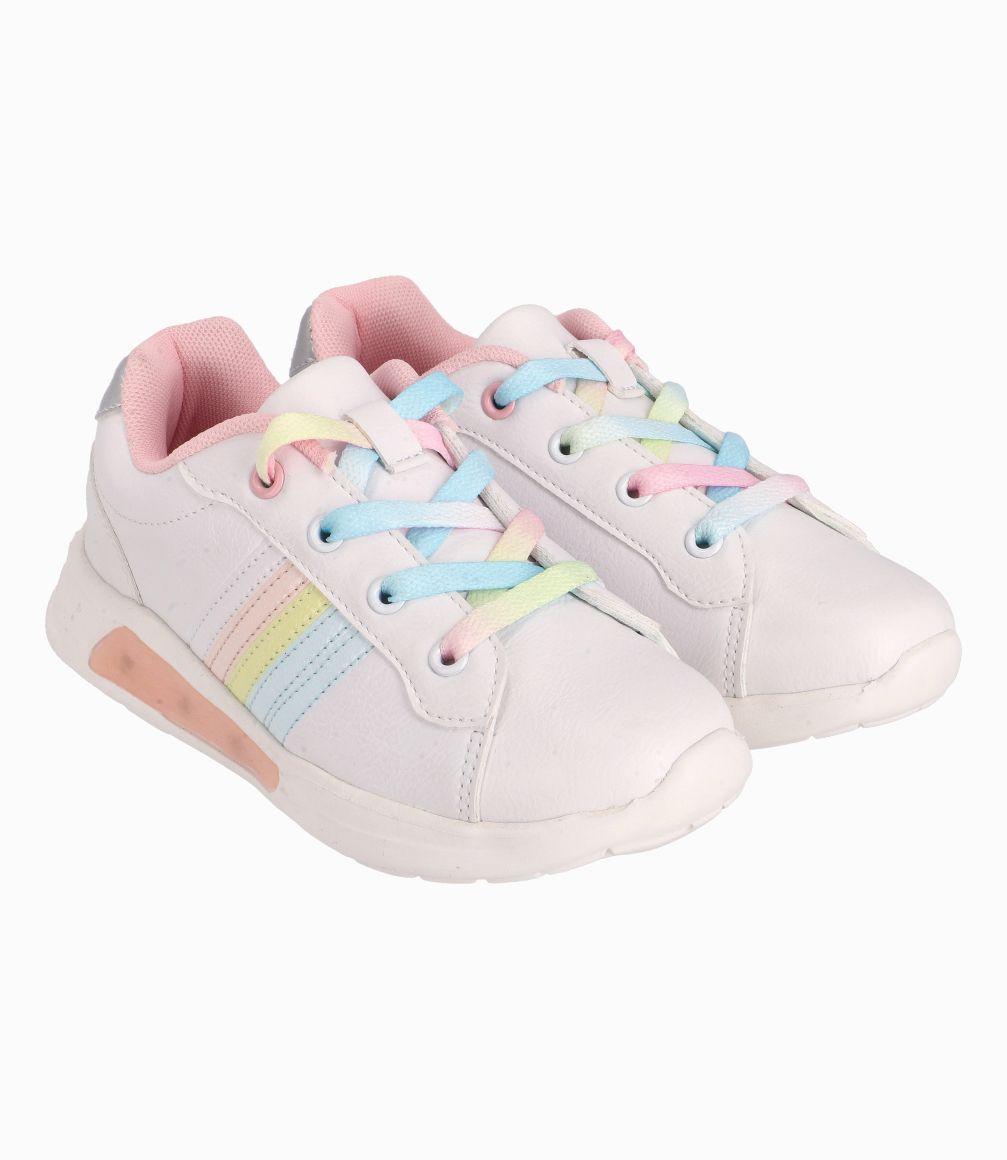 Zapatilla Con Cordones Arcoiris Bebé Niña Blanco 4 Kids-0