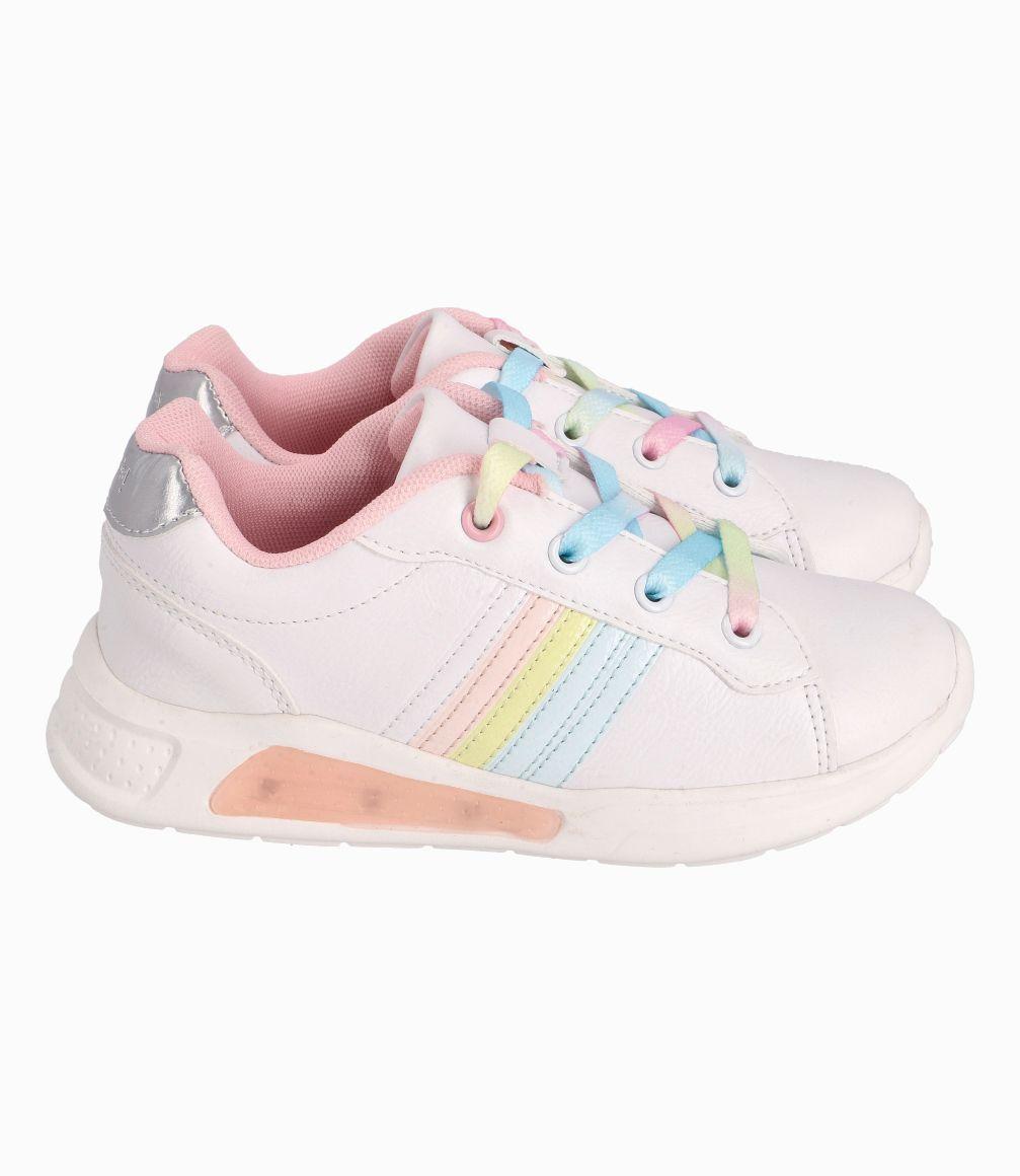 Zapatilla Con Cordones Arcoiris Bebé Niña Blanco 4 Kids-1