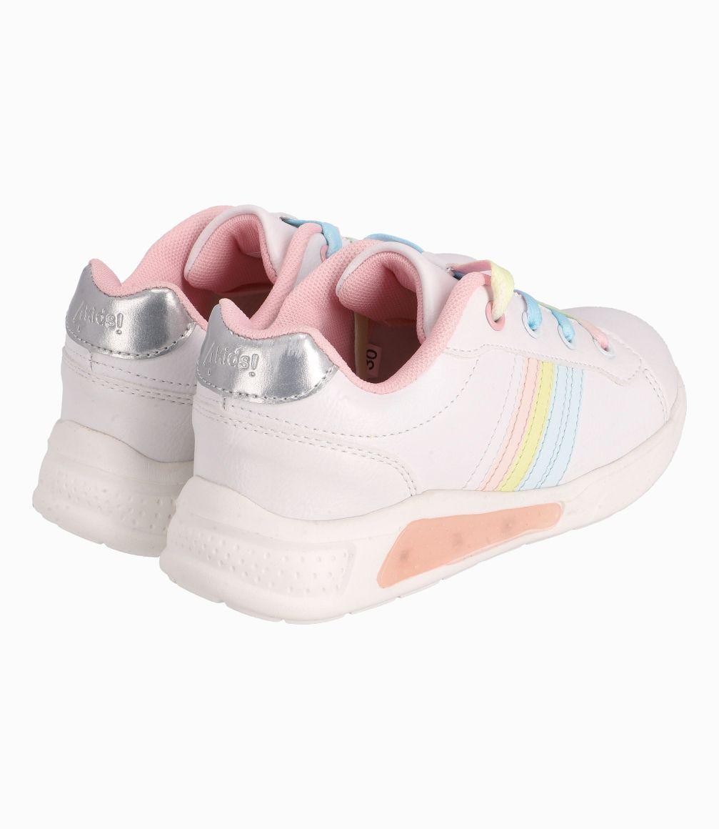 Zapatilla Con Cordones Arcoiris Bebé Niña Blanco 4 Kids-2