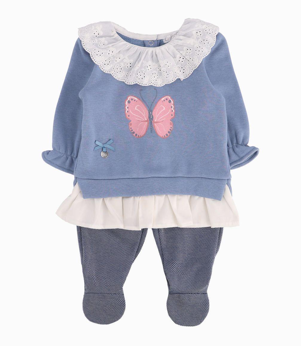 Conjunto Recién Nacida Mariposa Y Vuelos Limonada Celeste-0