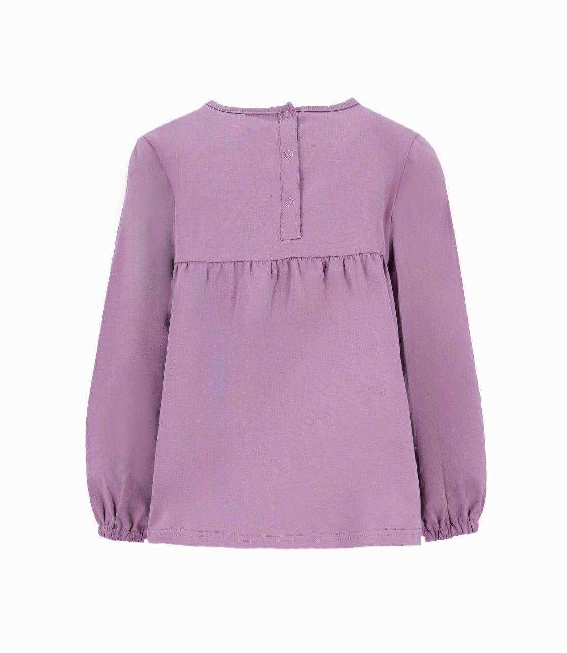 Polera niña con macramé morado Limonada-1