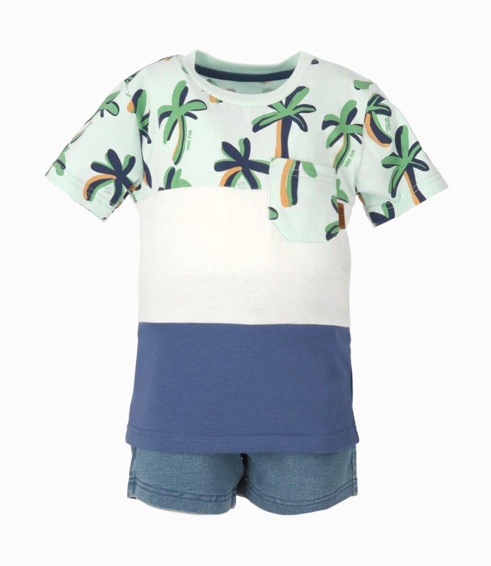 Conjunto niño con palmeras azul 4 Kids-1