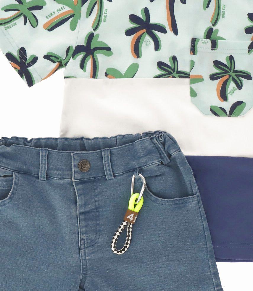 Conjunto niño con palmeras azul 4 Kids-4