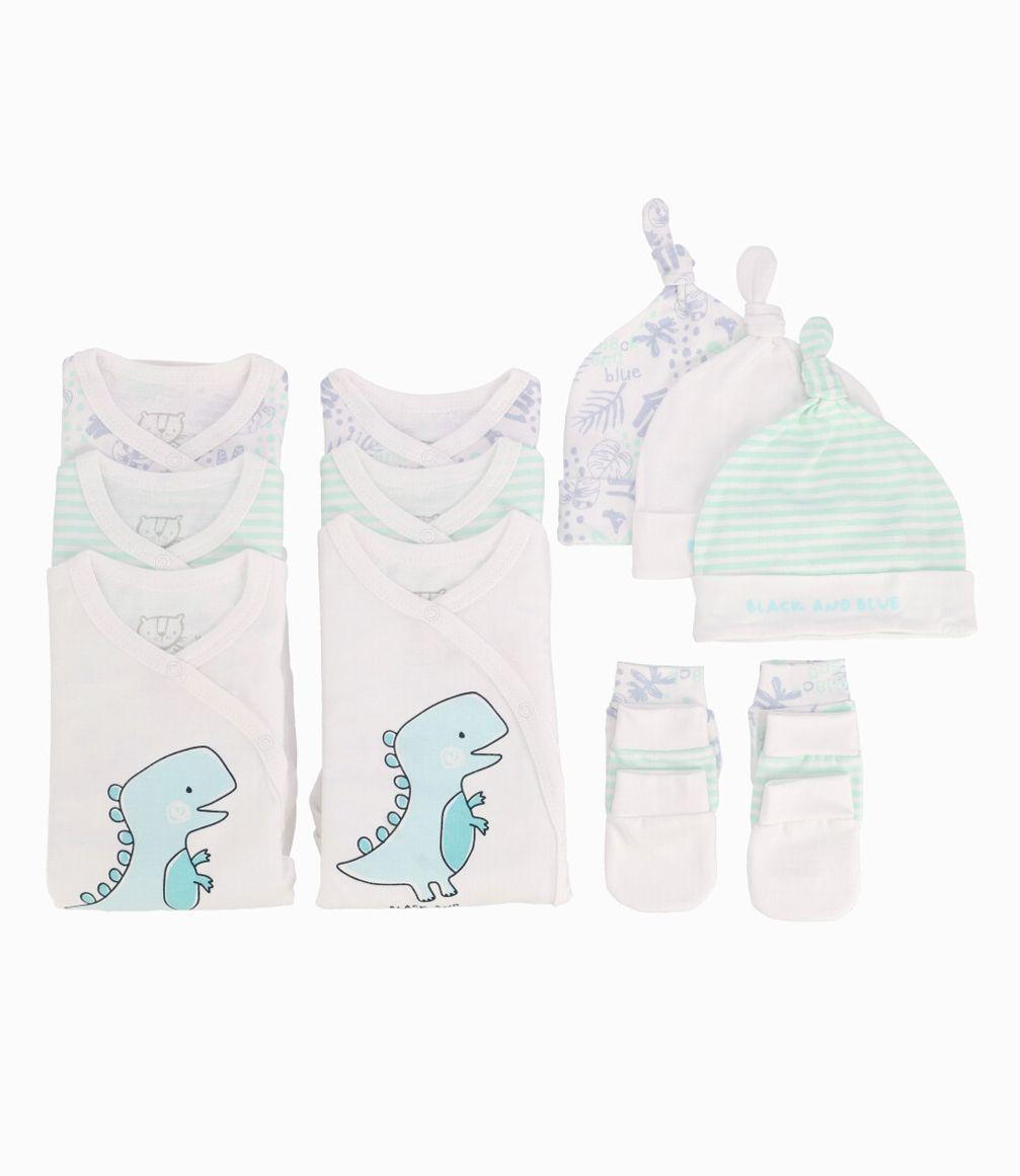 Ajuar 100% Algodón Recién Nacido Blanco Black and Blue-0