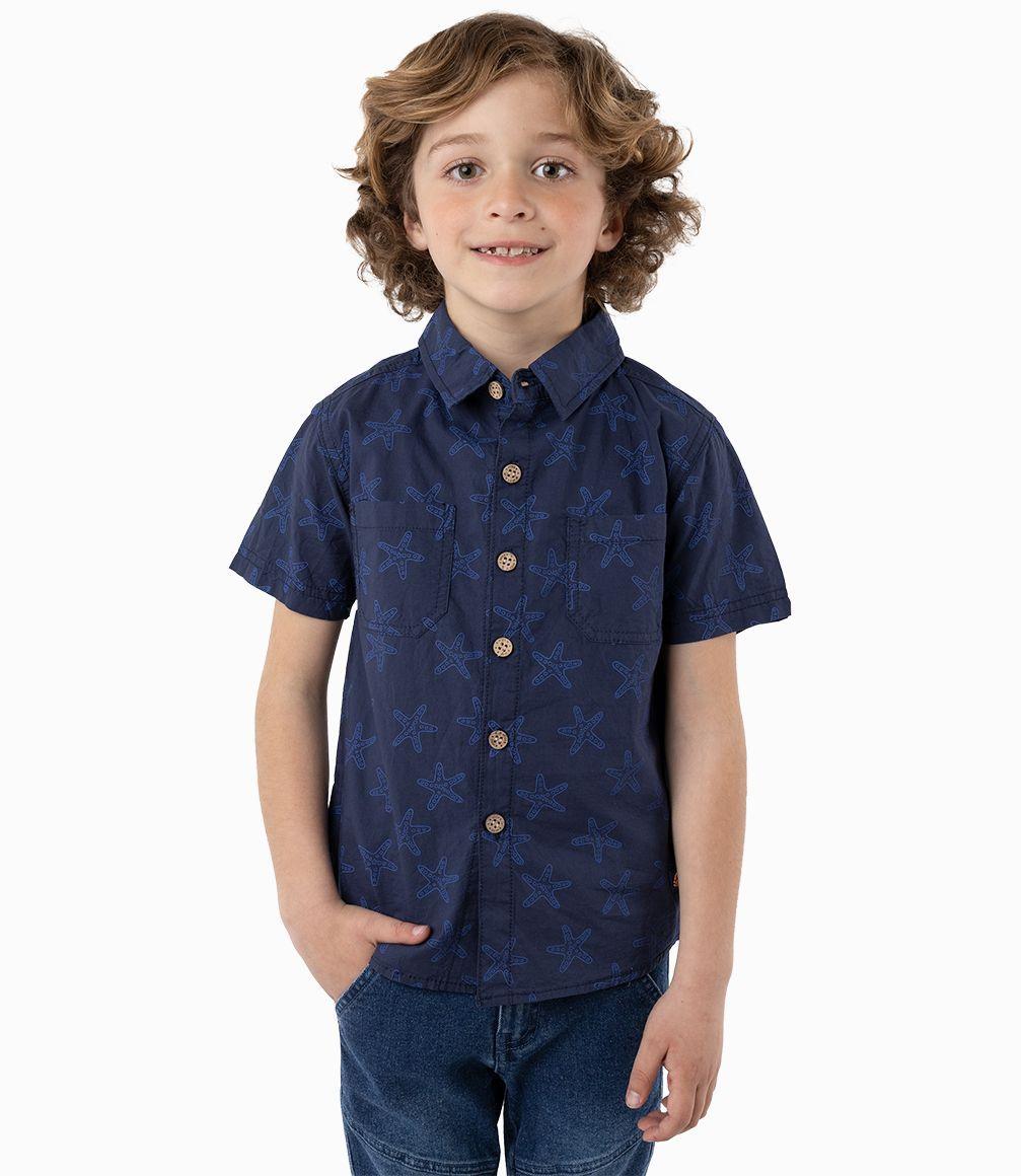 Camisa Con Estrellas Niño Azul Marino 4 Kids-0
