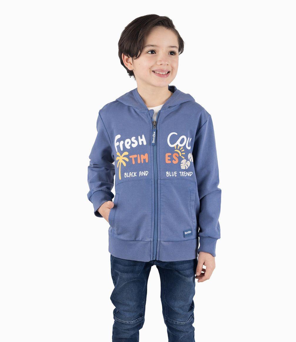 Polerón Niño Con Gorro Azul Piedra-2