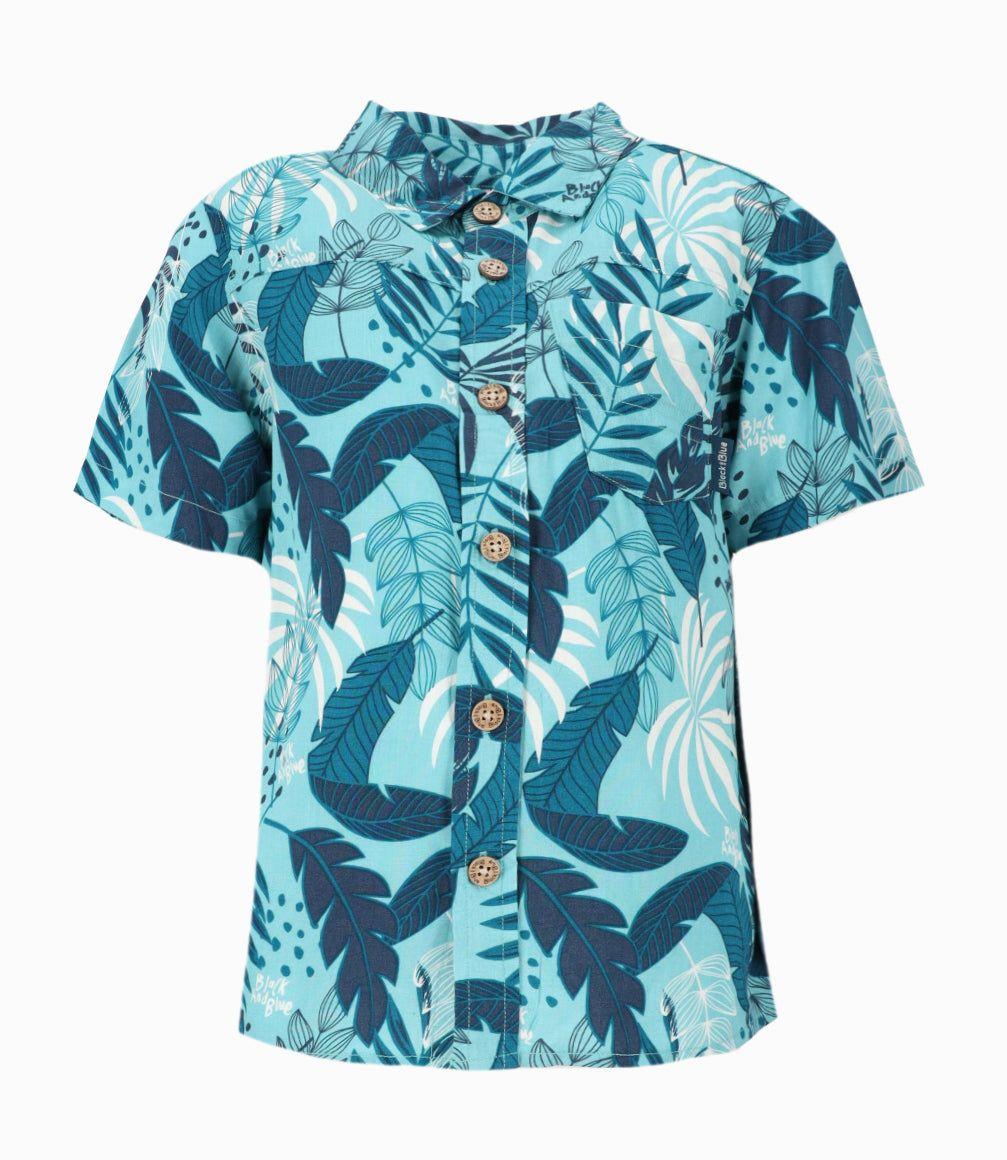 Camisa manga corta niño con palmera menta Black and Blue-0