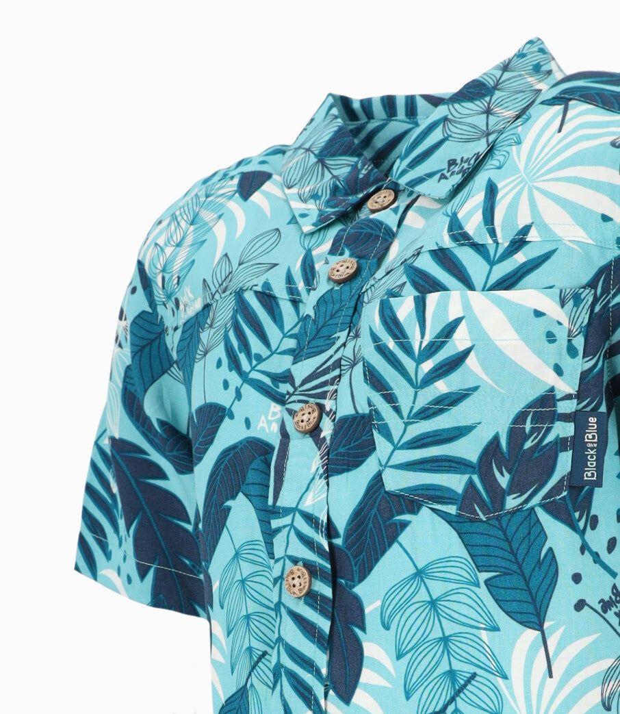 Camisa manga corta niño con palmera menta Black and Blue-2