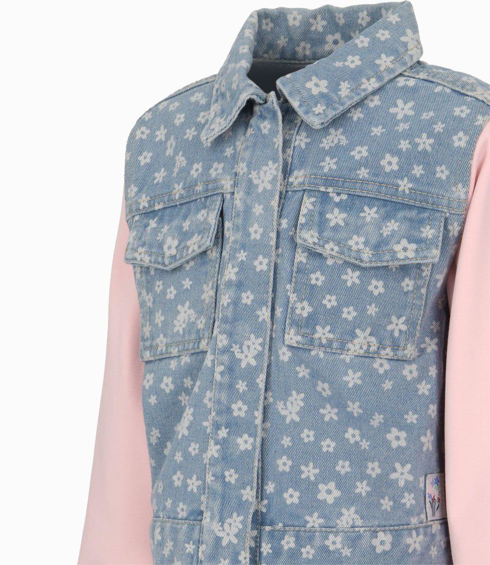 Chaqueta niña floreada celeste 4 Kids-3