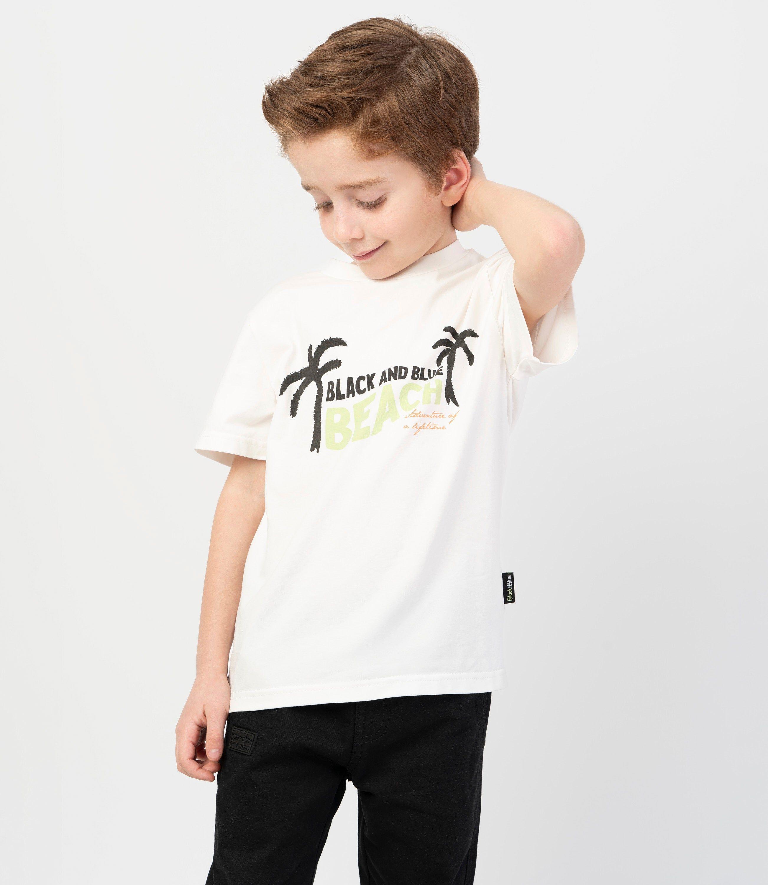 Polera manga corta niño beach crudo Black and Blue-0