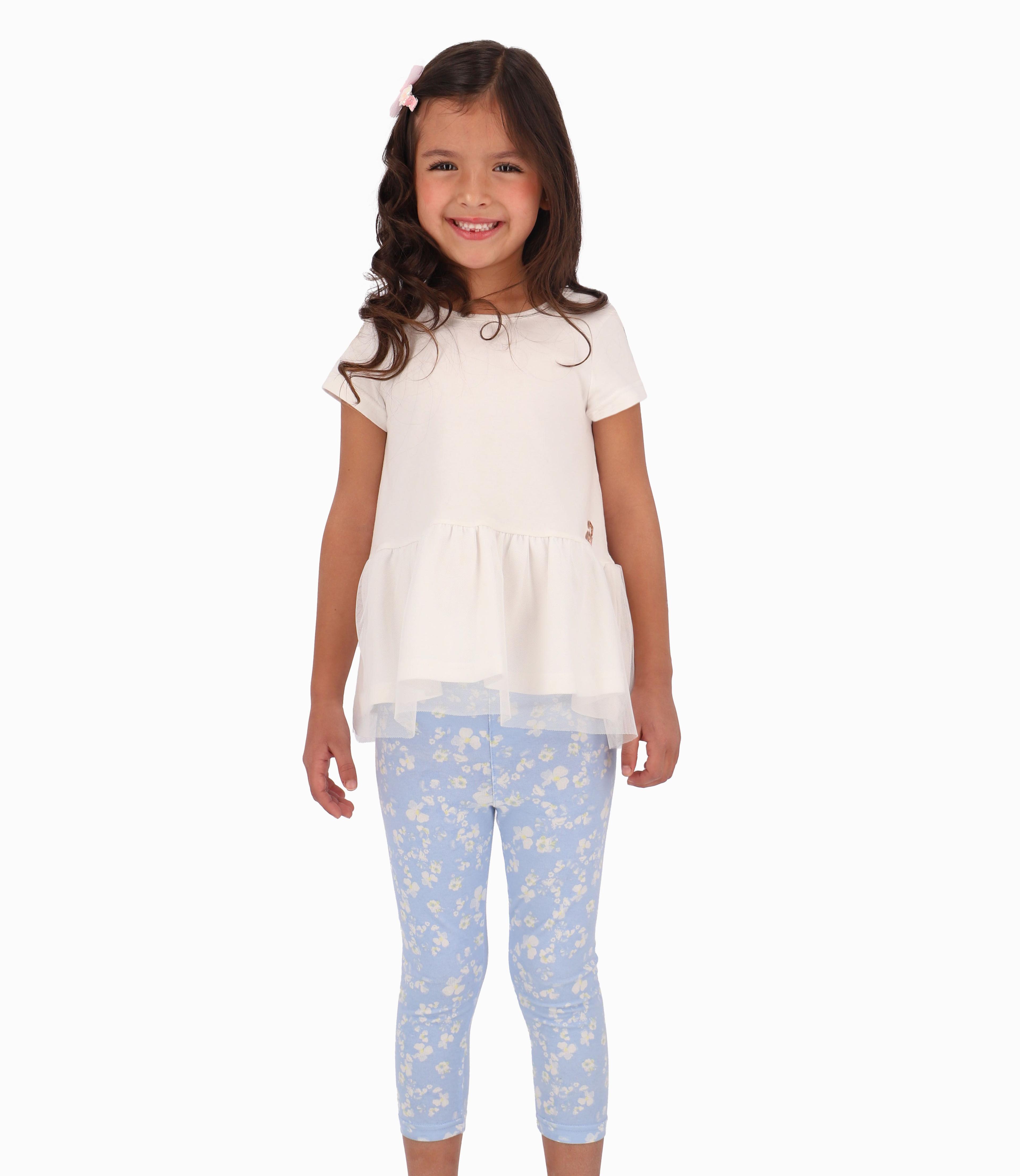 Conjunto Polera Con Calza Estampada Niña Blanco 4 Kids-0