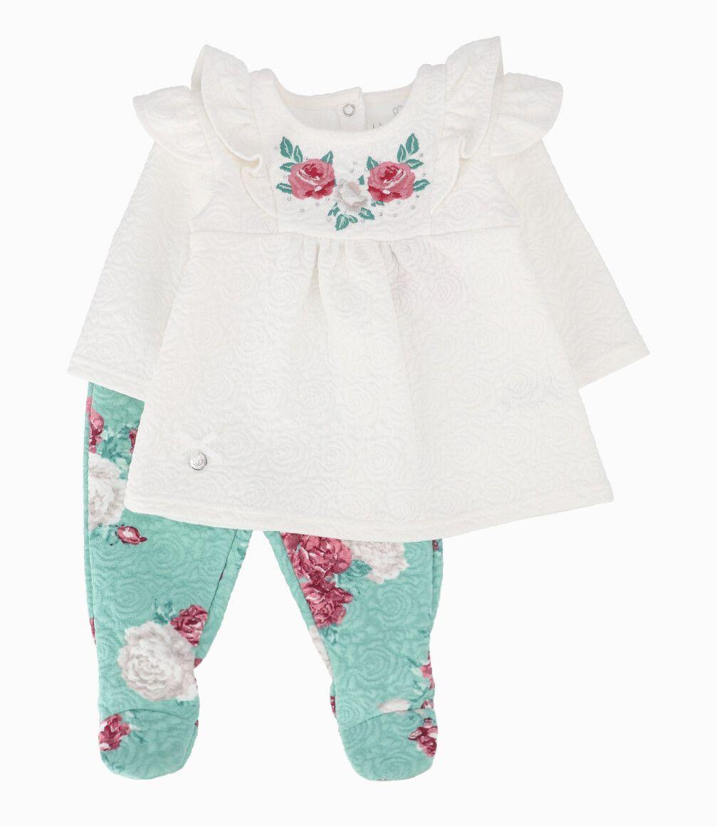 Conjunto Jacquard Recién Nacida Crudo Limonada-2