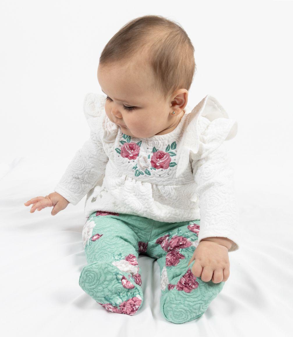 Conjunto Jacquard Recién Nacida Crudo Limonada-1