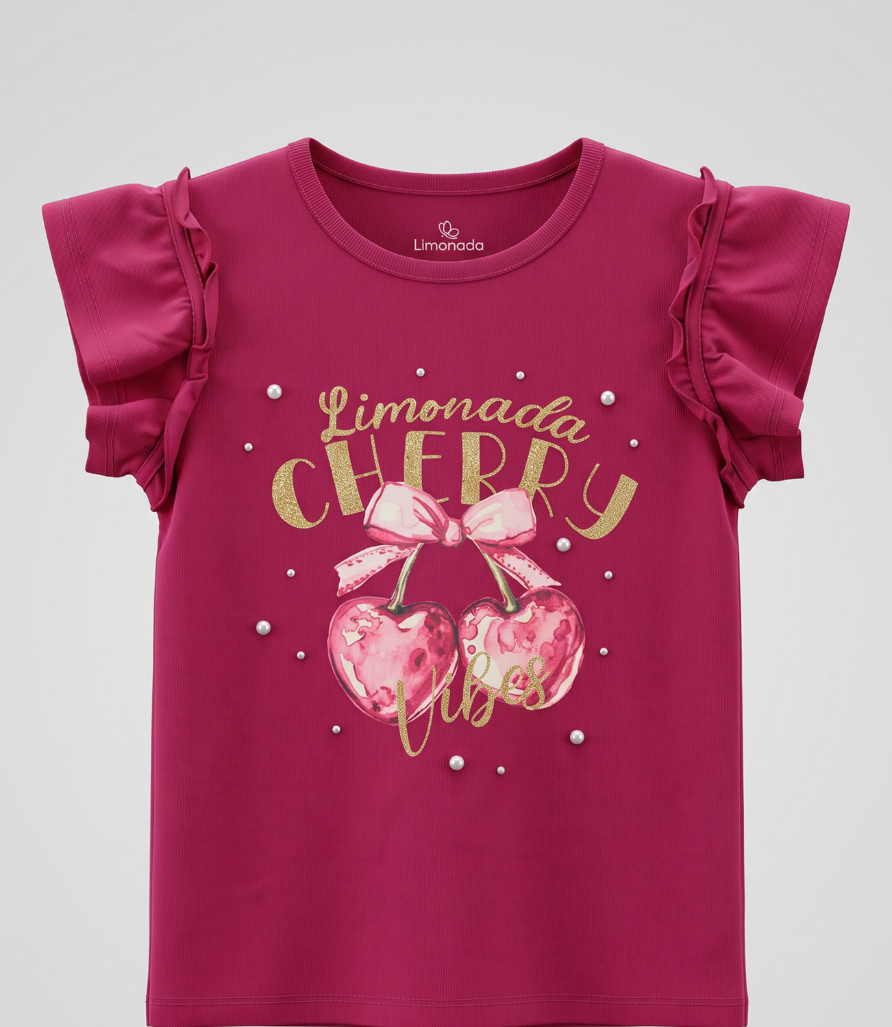 Polera manga corta niña  L11021270188 frambuesa Limonada-2